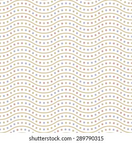 Geometric ornament. Seamless vector background. Abstract repeating geometric colorful pattern with dots waves