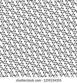 Geometric ornament. Geometric shapes background. Polygons, triangles backdrop. Figures wallpaper. Linear motif. Digital paper, textile print, web design, abstract. Seamless pattern. Vector artwork.
