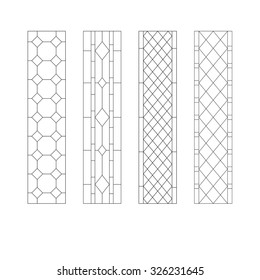 Geometric ornament, stained glass with rhombs