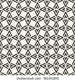 Geometric Ornament With Striped Interlacing Rhombuses. Vector Seamless Monochrome Pattern. Modern Stylish Texture. 