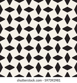 Geometric Ornament With Striped Interlacing Rhombuses. Vector Seamless Monochrome Pattern. Modern Stylish Texture. 