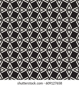 Geometric Ornament With Striped Rhombuses. Vector Seamless Monochrome Pattern