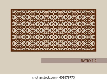 Geometric ornament. The template decorative panel for design interior. A picture suitable for stencil, printing, engraving, laser cutting paper, wood, metal. Vector. Easy to edit