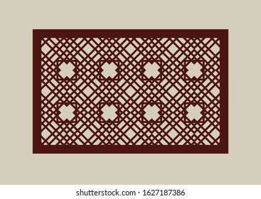 Geometric ornament. The template pattern for decorative panel. A picture suitable for paper cutting, printing, laser cutting or engraving wood, metal. Stencil manufacturing. Vector