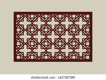 Geometric ornament. The template pattern for decorative panel. A picture suitable for paper cutting, printing, laser cutting or engraving wood, metal. Stencil manufacturing. Vector