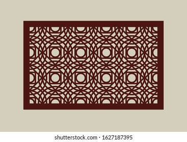 Geometric ornament. The template pattern for decorative panel. A picture suitable for paper cutting, printing, laser cutting or engraving wood, metal. Stencil manufacturing. Vector