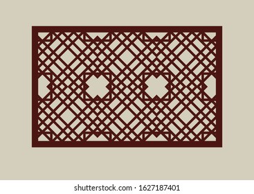 Geometric ornament. The template pattern for decorative panel. A picture suitable for paper cutting, printing, laser cutting or engraving wood, metal. Stencil manufacturing. Vector