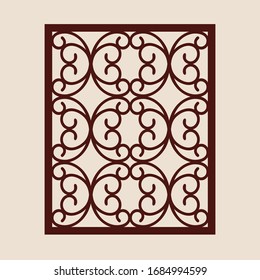  Ornamento geométrico. Patrón de plantilla para el panel decorativo. Una imagen adecuada para cortar papel, imprimir, cortar láser o grabar madera, metal. Fabricación de plantillas. Vector