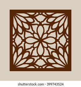 Geometric ornament. The template pattern for decorative panel. A picture suitable for printing, engraving, laser cutting paper, wood, metal, stencil manufacturing. Vector. Easy to edit