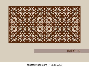 Geometric ornament. Template pattern for decorative panel. A picture suitable for printing, engraving, laser cutting or plotter cutting paper, wood, metal, stencil manufacturing. Vector. Easy to edit