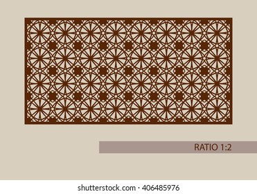 Geometric ornament. Template pattern for decorative panel. A picture suitable for printing, engraving, laser cutting or plotter cutting paper, wood, metal, stencil manufacturing. Vector. Easy to edit