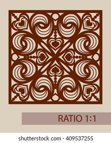 Geometric ornament. The template pattern for decorative panel. A picture suitable for printing, engraving, laser cutting paper, wood, metal, stencil manufacturing. Vector. Easy to edit