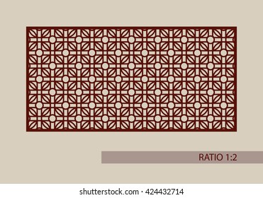 Geometric ornament. The template pattern for decorative panel. A picture suitable for printing, engraving, laser cutting paper, wood, metal, stencil manufacturing. Vector. Easy to edit