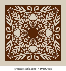 Geometric ornament. The template pattern for decorative panel. A picture suitable for laser cutting, paper cutting, printing, engraving wood, metal, stencil manufacturing. Vector