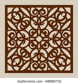 Geometric ornament. The template pattern for decorative panel. A picture suitable for paper cutting, printing, laser cutting or engraving wood, metal. Stencil manufacturing. Vector