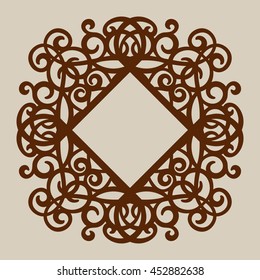 Geometric ornament. The template pattern for decorative panel. A picture suitable for paper cutting, printing, laser cutting or engraving wood, metal. Stencil manufacturing. Vector