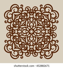 Geometric ornament. The template pattern for decorative panel. A picture suitable for paper cutting, printing, laser cutting or engraving wood, metal. Stencil manufacturing. Vector