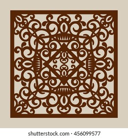 Geometric ornament. The template pattern for decorative panel. A picture suitable for paper cutting, printing, laser cutting or engraving wood, metal. Stencil manufacturing. Vector