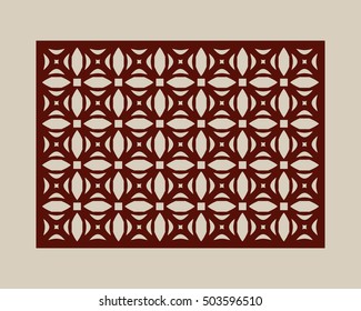 Geometric ornament. The template pattern for decorative panel. A picture suitable for paper cutting, printing, laser cutting or engraving wood, metal. Stencil manufacturing. Vector