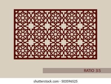 Geometric ornament. The template pattern for decorative panel. A picture suitable for paper cutting, printing, laser cutting or engraving wood, metal. Stencil manufacturing. Vector