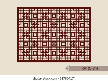 Geometric ornament. The template pattern for decorative panel. A picture suitable for paper cutting, printing, laser cutting or engraving wood, metal. Stencil manufacturing. Vector