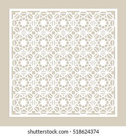 Geometric ornament. The template pattern for decorative panel. A picture suitable for paper cutting, printing, laser cutting or engraving wood, metal. Stencil manufacturing. Vector