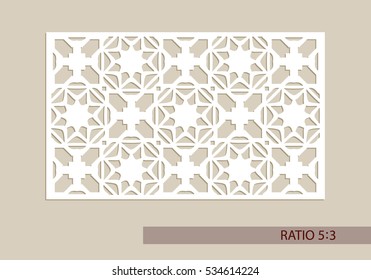 Geometric ornament. The template pattern for decorative panel. A picture suitable for paper cutting, printing, laser cutting or engraving wood, metal. Stencil manufacturing. Vector
