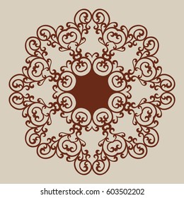 Geometric ornament. The template pattern for decorative round panel. A picture suitable for paper cutting, printing, laser cutting or engraving wood, metal, stencil manufacturing