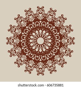 Geometric ornament. The template pattern for decorative round panel. A picture suitable for paper cutting, printing, laser cutting or engraving wood, metal, stencil manufacturing