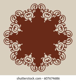 Geometric ornament. The template pattern for decorative round panel. A picture suitable for paper cutting, printing, laser cutting or engraving wood, metal, stencil manufacturing