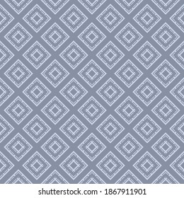 Geometric ornament texture. Vector seamless pattern with rhombuses, diamonds, squares, grid, lattice, tiles. Soft blue colored ornament background. Repeat design for decor, wallpaper, print, textile