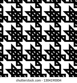 Geometric ornament. Triangles, polygons pattern. Modern wallpaper. Geometrical background. Mosaic motif. Seamless abstract. Digital paper, textile print. Triangular figures, shapes backdrop.