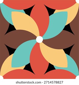 Fondo geométrico del Vector del ornamento con el mandala. Ilustración Abstractas de Formas circulares geométricas abstractas azules en un patrón sin fisuras contra el fondo verde Ilustraciones con un patrón sin fisuras