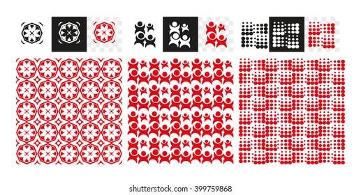 Geometric ornament. Vector red seamless patterns.