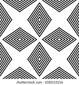 Geometric ornament. White and black seamless pattern for web, textile and wallpapers