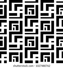 Geometric ornament. White and black seamless pattern for web, textile and wallpapers