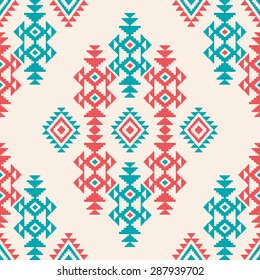 Geometric ornamental ethnic seamless pattern native American style background