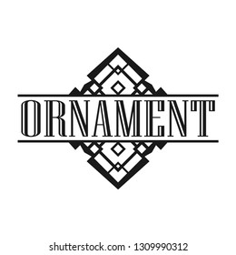 Geometric ornamental retro vintage art deco ornament, logo, badge, border frame for design and decoration. Vintage retro ornamental deco art design for logo, frame, border and badge. Retro art design.