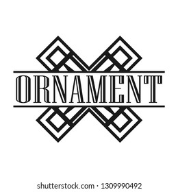 Geometric ornamental retro vintage art deco ornament, logo, badge, border frame for design and decoration. Vintage retro ornamental deco art design for logo, frame, border and badge. Retro art design.