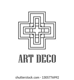 Geometric ornamental retro vintage deco art logo for design and decoration. Vintage retro ornamental art deco design. Retro art for beautiful design.