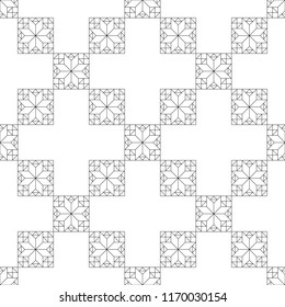 Geometric, ornamental seamless pattern. Ethnic pattern of rectangle, square, triangle on white background.