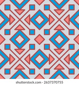 Geometric Ornamental Simple Seamless Pattern with Rhombus, Triangle and Square