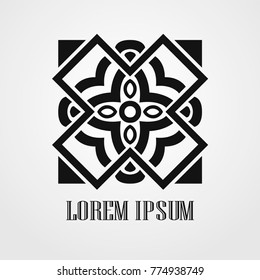 Geometric ornamental symbol for design and decoration. Vector illustration