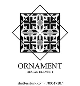 Geometric ornamental symbol for design and decoration. Vector illustration