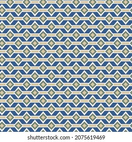Geometric ornamental vector pattern. Abstract yellow, green and blue diamond and stripe pattern background.