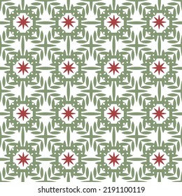 Geometric ornamental vector pattern. Seamless design texture.abstract green and red flower retro pattern background