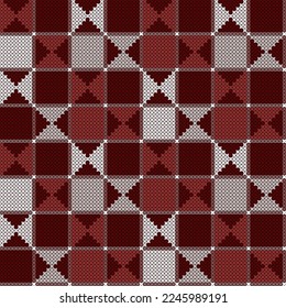 Geometric ornament.Cross-stitch.Seamless pattern.Image on white and colored background.Vector