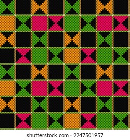 Ornamento geométrico.Punto cruzado.Patrón sin soldadura.Imagen sobre fondo blanco y coloreado.Vector