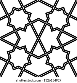 Geometric ornament.Polygons backdrop.Seamless pattern. Grid wallpaper. Kites, stars, figures background. Digital paper, textile print, web design, abstract. Vector artwork