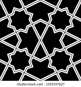 Geometric ornament.Polygons backdrop.Seamless pattern. Grid wallpaper. Kites, stars, figures background. Digital paper, textile print, web design, abstract. Vector artwork.